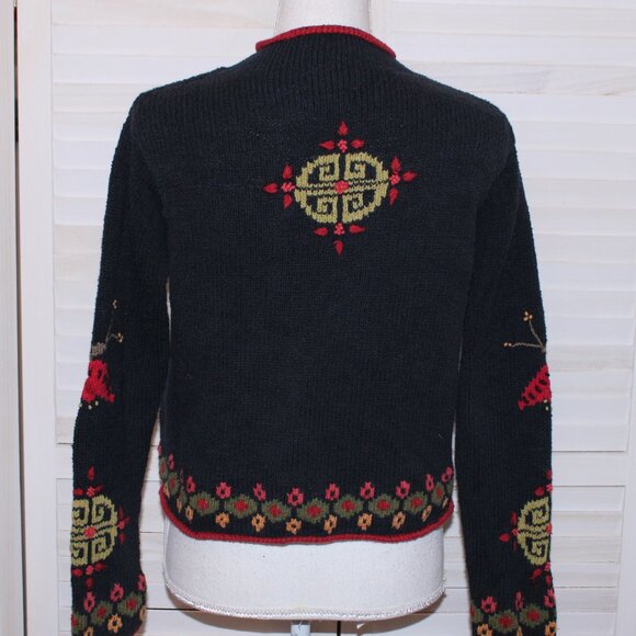 Vintage Planet Earth Imports Sweater Butterfly on Black Small - Picture 3 of 5
